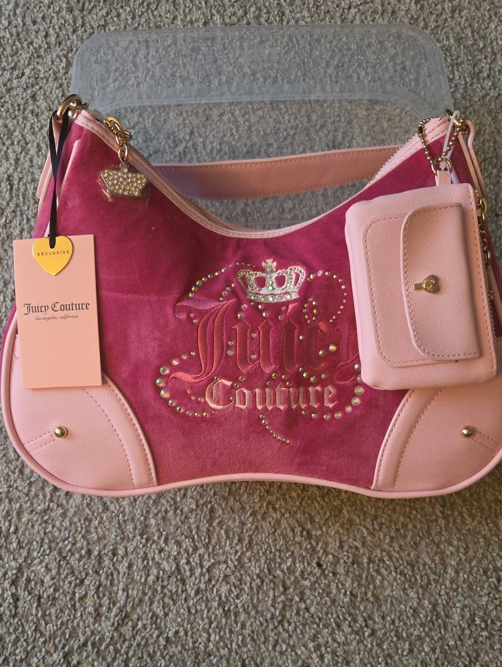 Juicy Couture Dreamy Shoulder Bag Raspberry Tart Pink Velour Y2K NWT